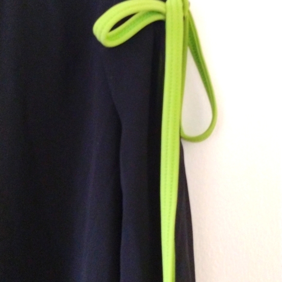 Vintage Sun Casuals Y2k Black & Lime Green Swim Sarong Cover-up Free Size - Picture 2 of 2